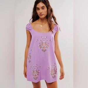 NWT Free People Wildflower Embroidered Mini Dress